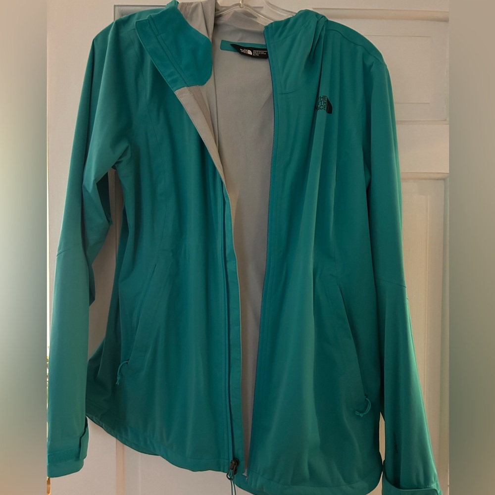 North Face teal raincoat XL EUC